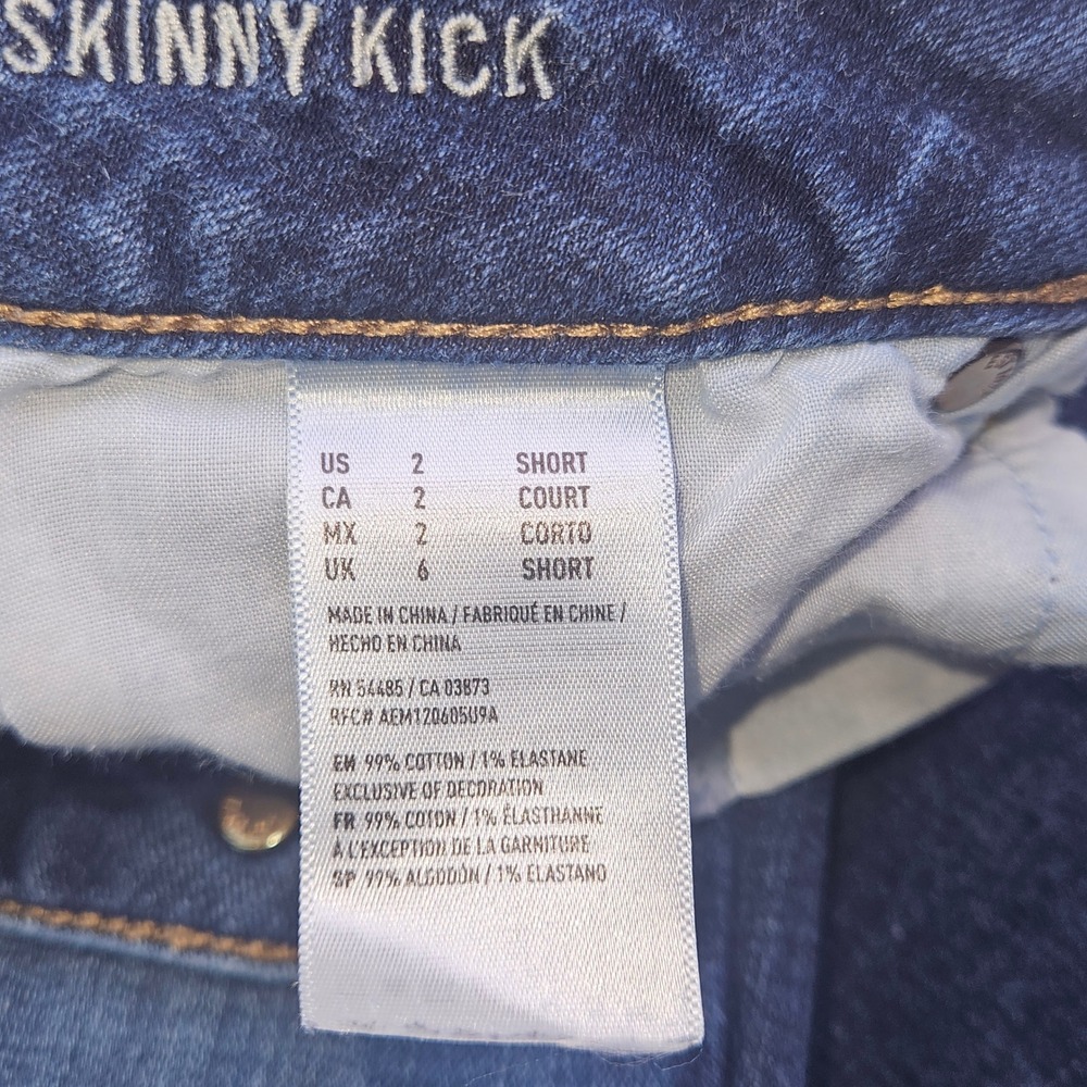 American Eagle Kick Bootcut Jeans Women 2 Short Dark Wash Super Stretch - Picture 2 of 16